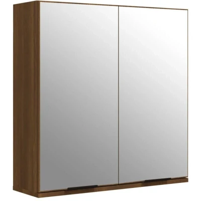 Image of vidaXL Bathroom Mirror Cabinet Brown Oak 64x20x67 cm
