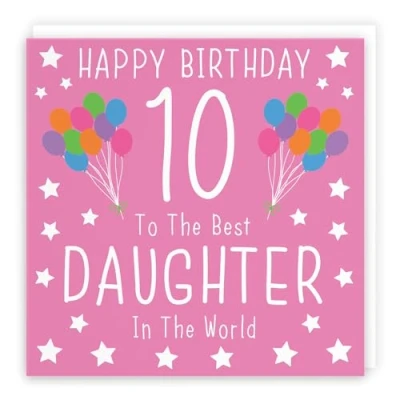 Image of Hunts England Daughter 10th Birthday Card Happy 10 To The Best In World Iconic Collection Fun Colourful