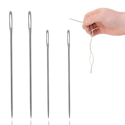 Image of 4 Pcs Sewing Needles, 2 Big Sizes Eye Hand Embroidery Needles,Stitching Needles for All Kinds of Wool Needle Knitting Projects