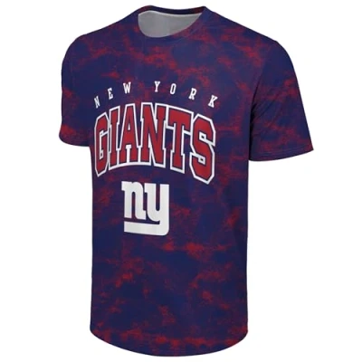 Image of FOCO NFL Men&#039;s Officially Licensed Big Logo Wordmark Camo Performance Game Day Team Color Crewneck T Shirt, New York Giants Blue, M