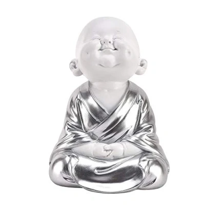 Image of Widdop HESTIA Baby Buddha Silver and White Child Zen Gift Ornament Hands on Knees HE1677