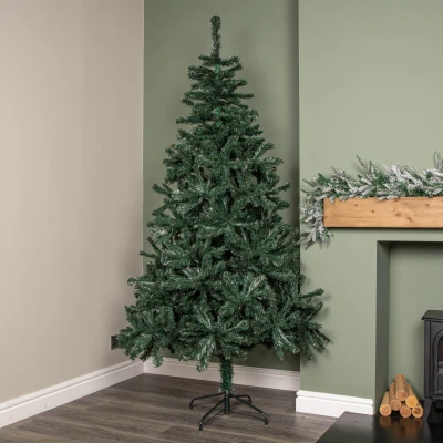 Image of 7ft (2.1m) Green Artificial Christmas Tree with Metal Stand and 743 Tips