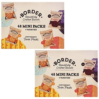 Image of Border Beautifully Crafted Biscuits 4 Varieties 96 Mini Twin Packs (2 x 48 Pack Boxes)