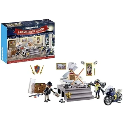 Image of PLAYMOBIL 71347 Advent Calendar Police Museum Theft, Countdown to Christmas, Includes 24 doors open each day in December, Christmas toy for children ages 4 years+