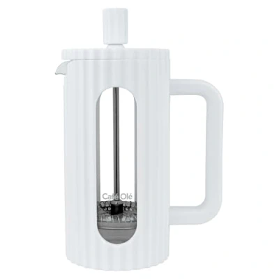 Image of Café Olé Ciao 3 Cup Cafetière, Stainless Steel Gauze, French Press, White