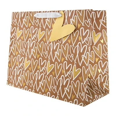 Image of Hallmark Multi Occasion Large Gift Bag Kraft Hearts Design