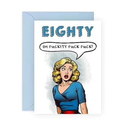 Image of Central 23 80th Birthday Card For Women Eighty Oh F*ckity F*ck Eightieth Cards Her Gifts Sister Daughter Wife Aunt Friends Comes With Fun Stickers