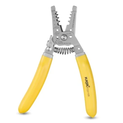 Image of KATA 7 Inch Wire Stripper, Cutter, Cutting for 4 10 AWG Solid and 6 12 Stranded Wire, Multi purpose Electric Tool Crimper Plier Crimping Stripping, Yellow