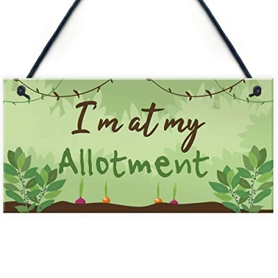 Image of RED OCEAN Im At My Allotment Plaque Garden Shed SummerHouse Dad Mum Friendship Gift