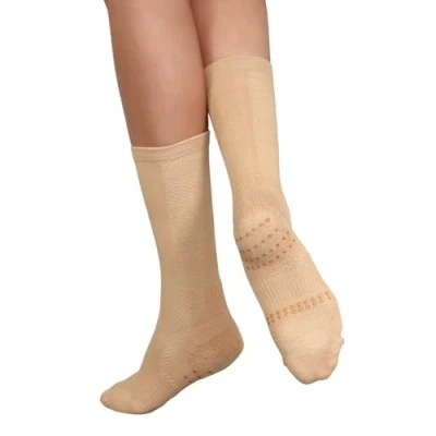 Image of Dance Socks with Silicone Turning Grips and Spin Spot Contemporary Ballet Flat for Girls Women Nude Large