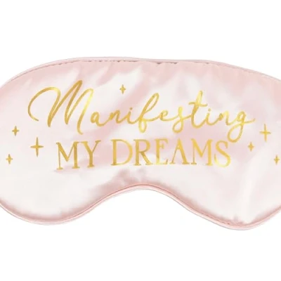 Image of Manifesting My Dreams Satin Sleep Mask Pink for Positive Pretty Blindfold, UK