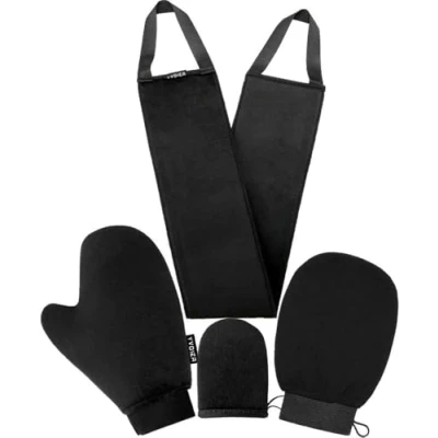 Image of YVOIER Self Tanning Mitt Applicator Kit 4 in 1 Set with Exfoliating Glove,Tan Applicator,Tanning Back Lotion Applicators for Your Back,Face Streak Free Tan