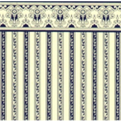Image of Melody Jane Dolls House Regency Strip Blue on Cream Miniature Print 1:24 Scale Wallpaper