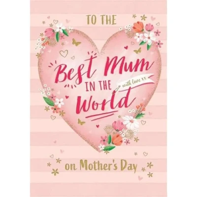 Image of Piccadilly Greetings Mother&#039;s Day Card, To The Best Mum in World 9 x 6 inches