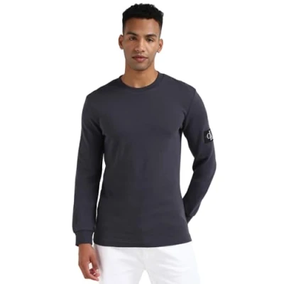 Image of Calvin Klein Jeans Badge Waffle TEE Long sleeved top, Men&#039;s, Size: XS, Ebony