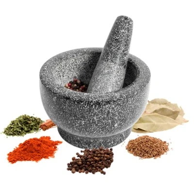 Image of Browin 312008 Kitchen Solid Polished Granite Pestle and Mortar Natural Stone Heavy