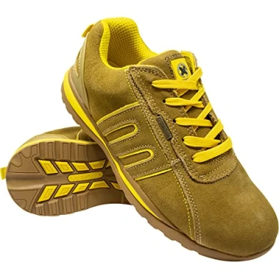 Image of BARGAINGALORE Men Safety Trainers Shoes Boots Work Steel Toe Cap Hiking Ankle Size 6 13UK New (NT28 Honey Yellow, Numeric_12)