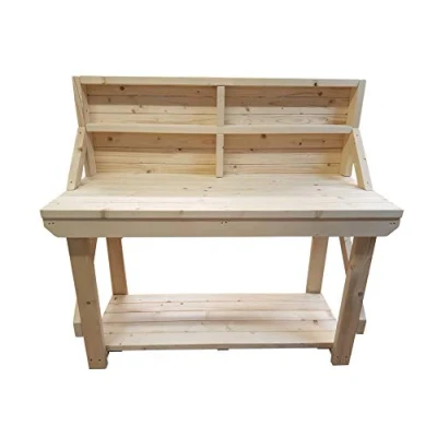 Image of ACORN Wooden Workbench With Back Panel Handmade Heavy Duty Work Table Made From Construction Grade Timber (7ft)