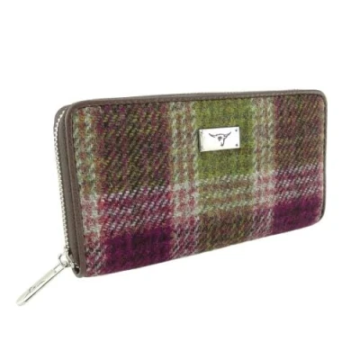 Image of Glen Appin Harris Tweed Large Zip Purse LB2100 Staffa (Colour 125 Heather)