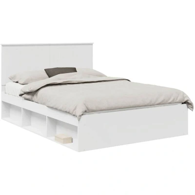 Image of vidaXL Bed Frame with Headboard White 140 x 200 cm Solid Pine Wood