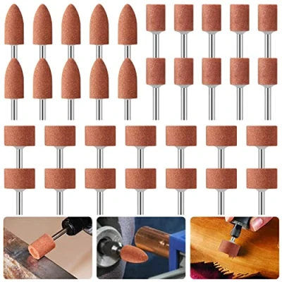 Image of Abrasive Mounted Stone Grinding Wheel Head, 42 Pcs Sanding Drill Bit with 1/8 Inch Shank for Compatible Dremel Rotary Tool Jade Mold Metal