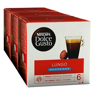 Image of NESCAFÉ Dolce Gusto Lungo Decaf Coffee Pods total of 48 Capsules Decaffeinated (3 Packs)
