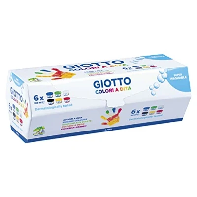 Image of GIOTTO Dita Super Washable Finger Paint, 6 x 100ml Pots, Primary Colours, Ideal for Children, Parties and Schools