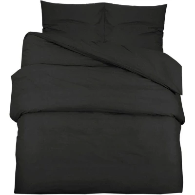 Image of vidaXL Duvet Cover Set Black 200x200 cm Cotton