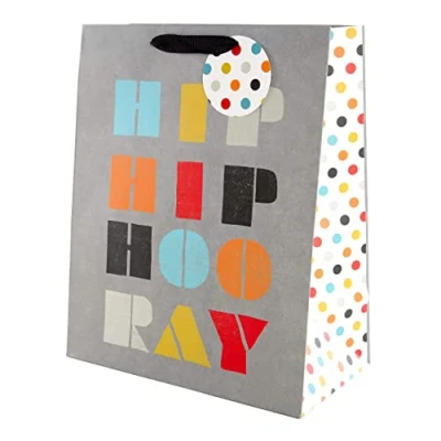 Image of Hallmark Multi Occasion Large Gift Bag Grey &amp; Polka Dot Design