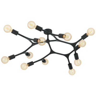 Image of Eglo Lighting Bocadella 12 Lamp Multi Arm Semi Flush Ceiling Light Black