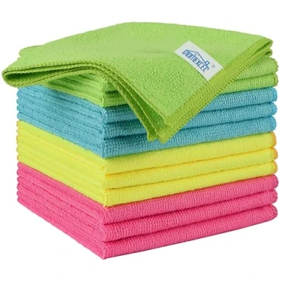 Image of HOMEXCEL Microfibre Cloth,12 Pack Cleaning Rag,Microfibre Cloths Towels with 4 Color Assorted,29 x 29 cm (Green/Blue/Yellow/Pink)