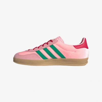 Image of adidas Originals Gazelle Indoor Trainers, Women&#039;s, Size: 5, Court green/glow pink Leather/synthetics