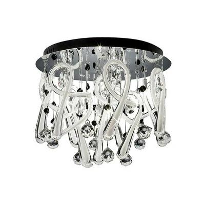 Image of Class Flush Ceiling Round 10 Light G4 Polished Chrome/White Glass/Crystal, NOT LED/CFL Compatible