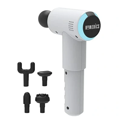 Image of HoMedics Massage Gun Handheld Physiotherapy Massager, Deep Tissue Physio Percussion Massage, 5 Massaging Heads, Cordless, Rechargeable