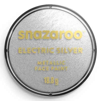 Image of Snazaroo 1118766 Silver Make Up (18 ml) Metallic Face Paint, Perfect for Parties, Cosplay, Animals Events, Carnival, Halloween