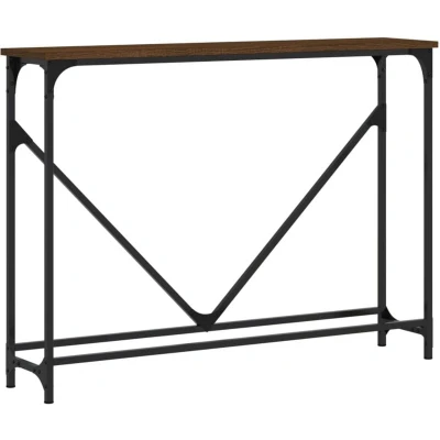 Image of vidaXL Console Table Brown Oak 102x22.5x75 cm Engineered Wood
