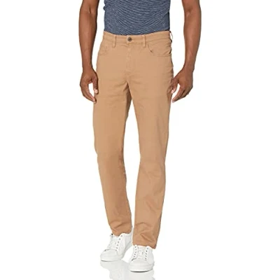 Image of Amazon Essentials Men&#039;s Straight Fit 5 Pocket Comfort Stretch Chino Trousers (Previously Goodthreads), Light Khaki Brown, 34W / 33L