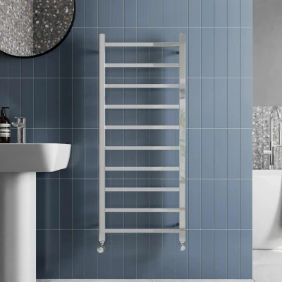 Image of Solaro Square Bar Heated Towel Radiator Chrome 1200 x 500mm