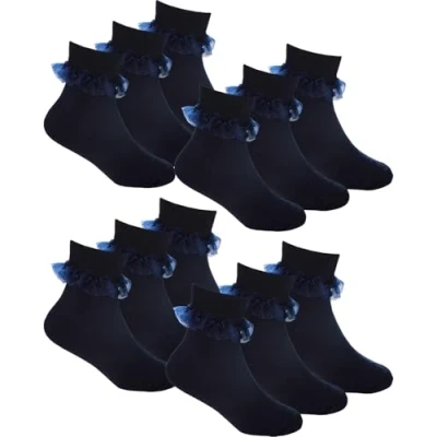 Image of Undercover 12 Pairs Kids Lace Socks 43B860 Navy 4 5.5