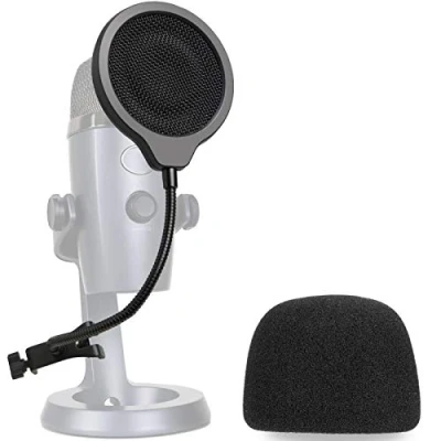 Image of Yeti Nano Mic Pop Filter with Foam Winscreen 4 Inch 3 Layers Wind Screen Mask Shield and Cover For Blue to Improve Sound Quality by YOUSHARES