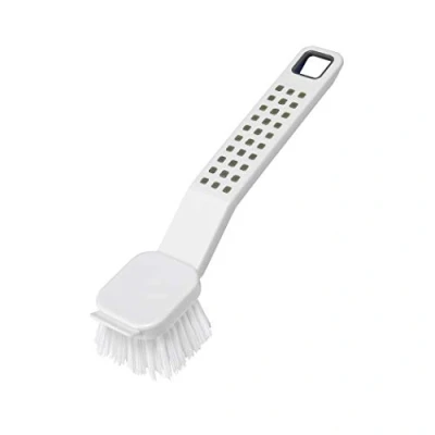 Image of Addis Premium Soft Grip Washing Up Dish Brush With Scraper in White and Grey