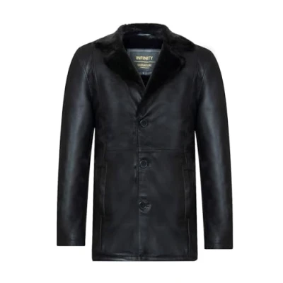 Image of Infinity Leather Mens Reefer Blazer Jacket Pablo Black Size X Large