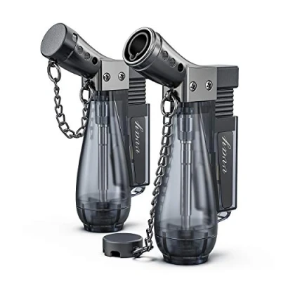 Image of VVAY 2 x Turbo Jet Lighter Gas Butane Refillable,Adjustable Flame, Windproof Torch (Sold without Gas)