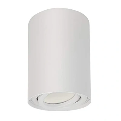 Image of Maclean MCE422 Ceiling Light with GU10 Socket for LED Halogen Lamps Up to 40W Surface Mounted Swiveling Aluminum (White, 1 Piece Round)
