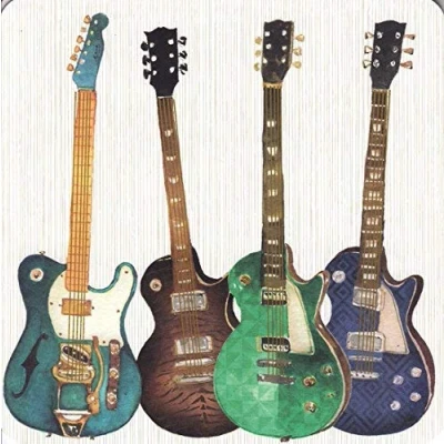 Image of Greetings Card (NQ0067) Birthday Guitars From The Pizazz For Men Range With An Embossed Finish.