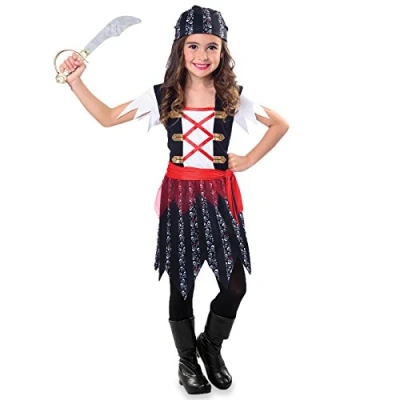 Image of Amscan 9903527 Kids Pirate Cutie Caribbean Buccaneer World Book Day Fancy Dress Costume Age: 10 12 Yrs