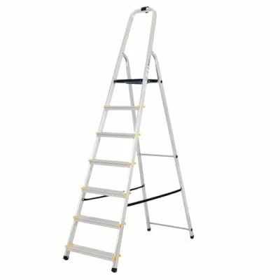 Image of BiGDUG Aluminium Step Ladder 7 Folding Non Slip Surface Hand Rails Tread Closed Height 2150 mm Platform 1400mm