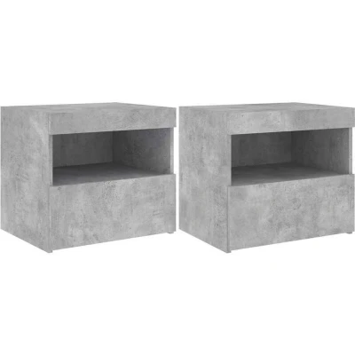 Image of vidaXL Bedside Cabinets with LED Lights 2 pcs Concrete Grey 50x40x45 cm