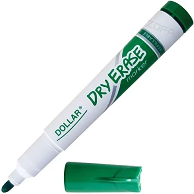 Image of DOLLAR Dry Erase 1 x 2.0mm Bullet Tip GREEN School Office Eco Whiteboard Marker Pens Kids Idle Everyday pen