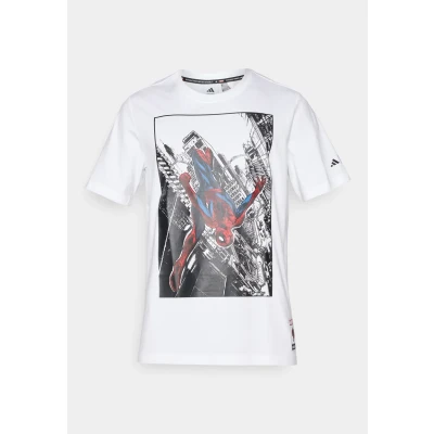 Image of adidas Sportswear Spiderman Print Tshirt, Men&#039;s, Size: Large, White